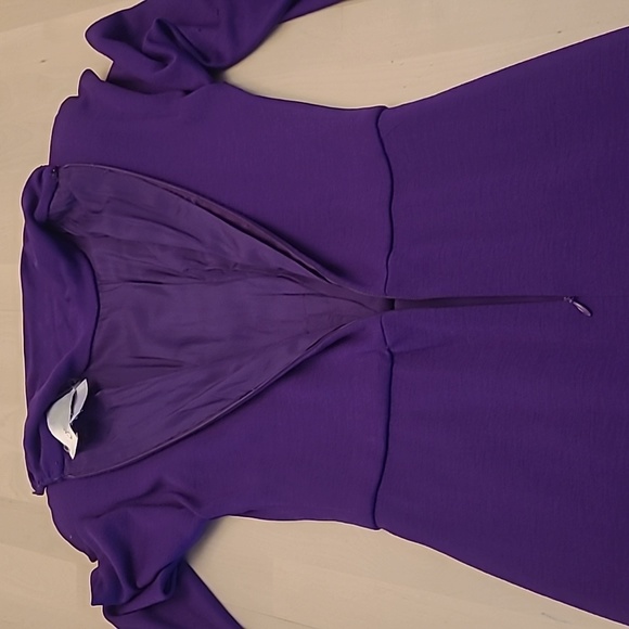 FLAWED VTG Carolyne Roehm Bergdorf Goodman 1960s Purple Faux Wrap Dress - Picture 9 of 17